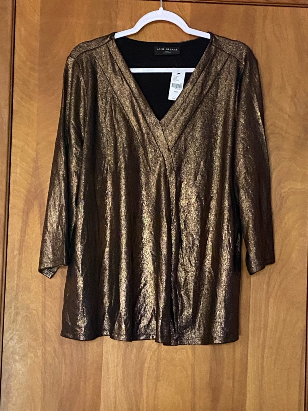 Lane Bryant Shimmery Bronze V-Neck Tunic Top